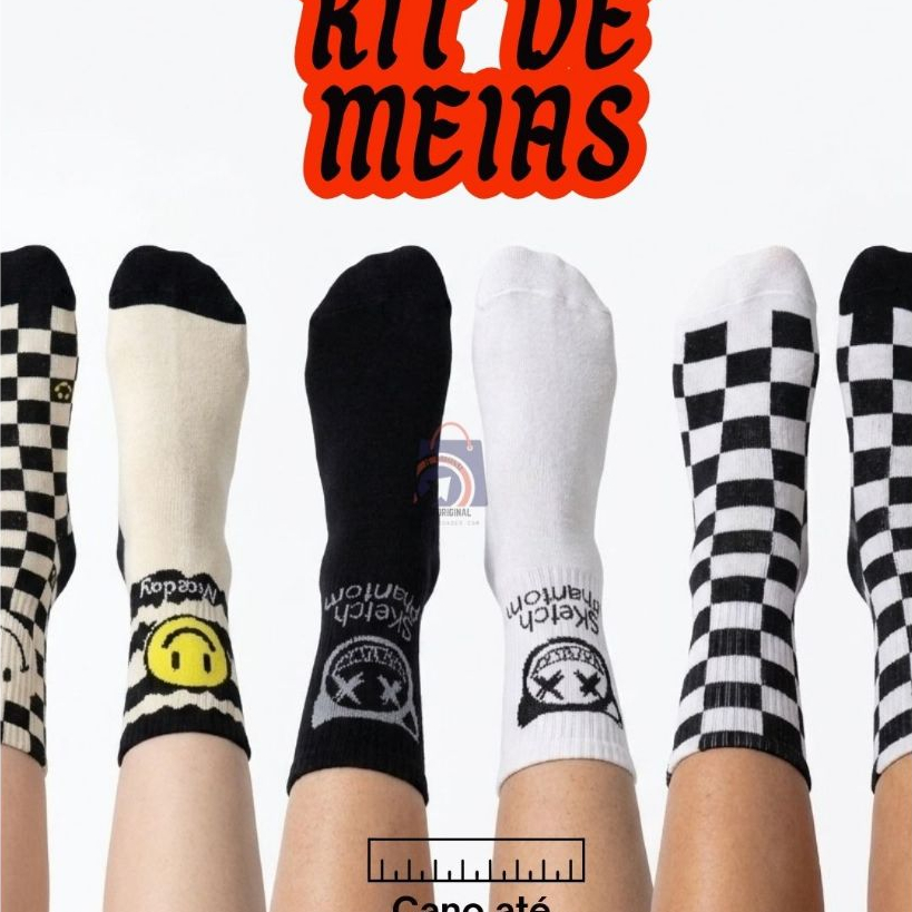 Meia Estampada Premium Cano até 15cm - skate, patins - esportivas e casuais para o dia a dia — imagem 2 de 2