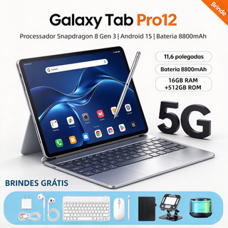 [Teclado e mouse grátis] Tablet Galaxy Pro12 Max 16 GB + 512 GB, 11,6 polegadas, 8.800 mAh, Android 15, envio rápido