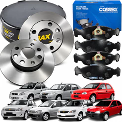 Kit Disco de Freio Sólido Fremax + Jogo de Pastilhas de Freio Cobreq Chevrolet Corsa Celta Classic Prisma Novo full