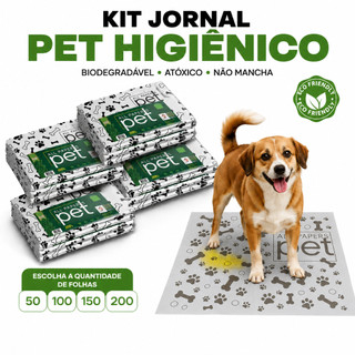 Kit Jornal Pet Higiênico 50/100/150/200 Folhas Biodegradável não vaza grande 64x58cm cachorro gato