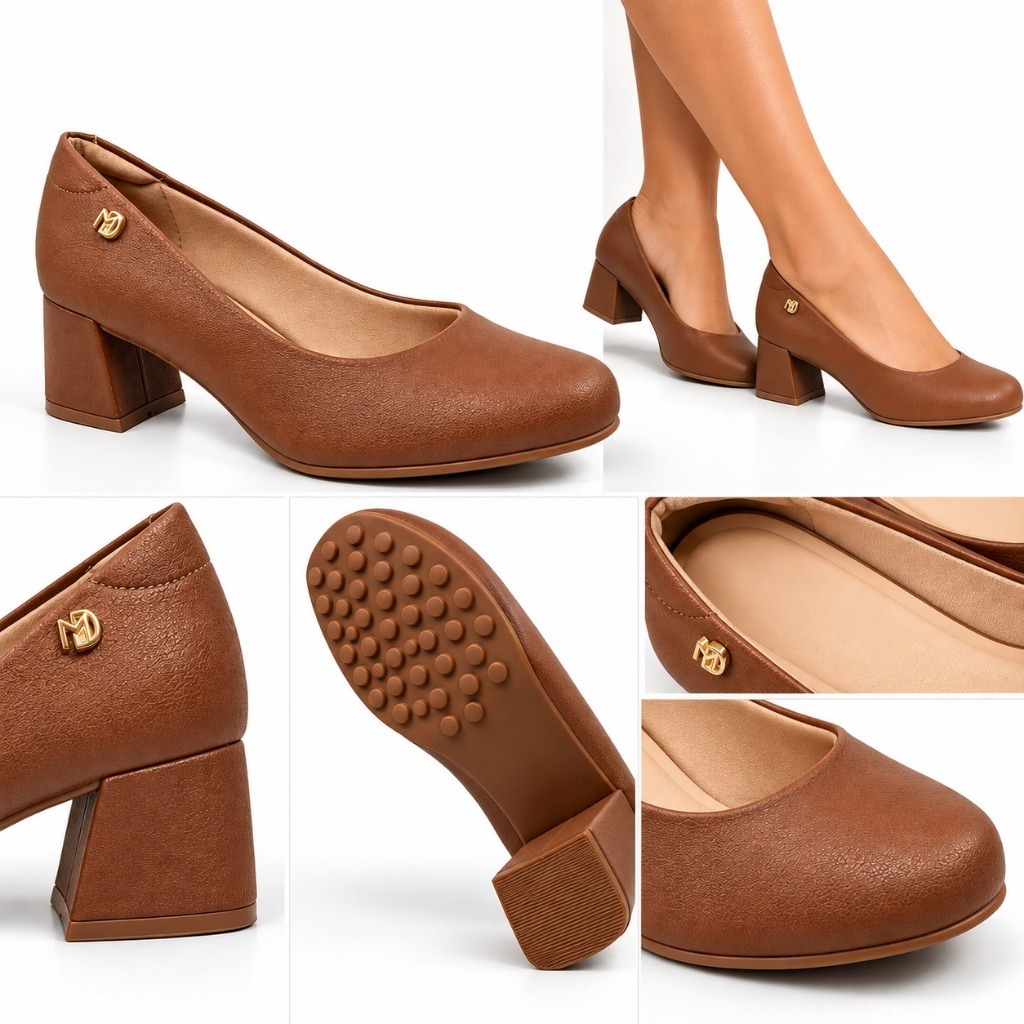 Sapato Feminino Modare Scarpin Confortável Salto Bloco Médio 5,5 cm Social Ortopédico com Palmilha Macia