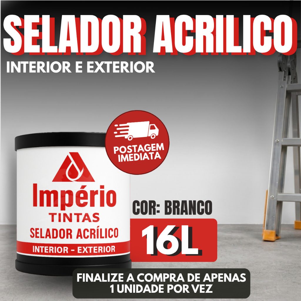 Selador Acrilico Profissional Interno e Externo 16L Parede Branco Premium Secagem Rápida