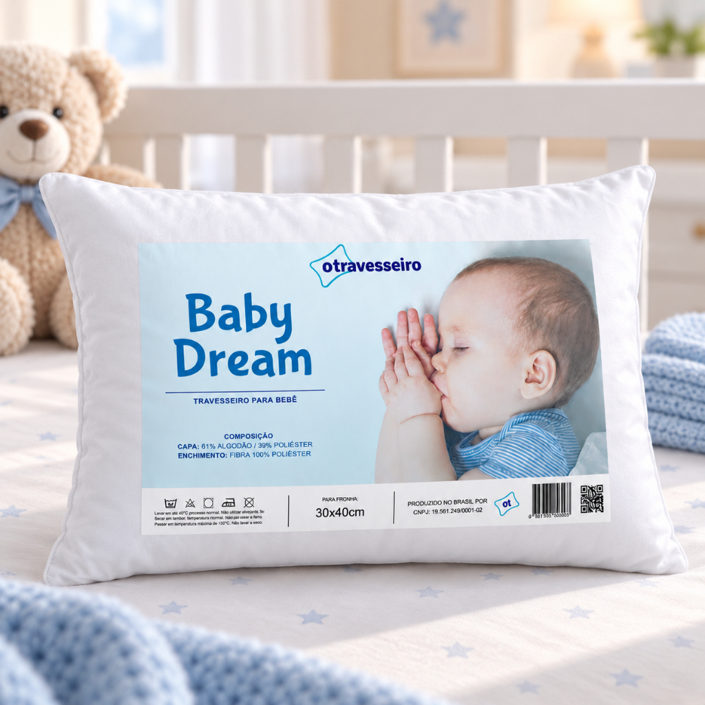 Travesseiro Para Bebê  Antialérgico 30x40cm  Lavável a Maquina - Baby Dream