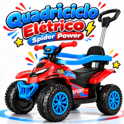 Quadriciclo Elétrico Infantil 6V com Empurrador Spider Power e Princesa até 30kg