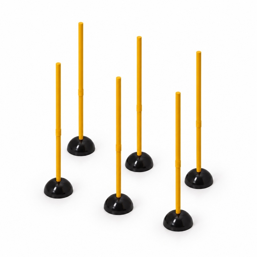 Kit Estacas de Agilidade com Base 6 Unidades 1,60m Treino Funcional Campo Socity Intenso Futebol