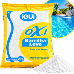 Oxi Barrilha Leve iGUi 2kg para Piscina Elevador de pH Corretor de pH Baixo Tratamento e Equilíbrio da Água