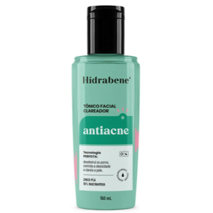 Tônico Facial Clareador Antiacne Hidrabene 10% Niacinamida Zinco PCA Desobstrui Poros Oleosidade 150ml