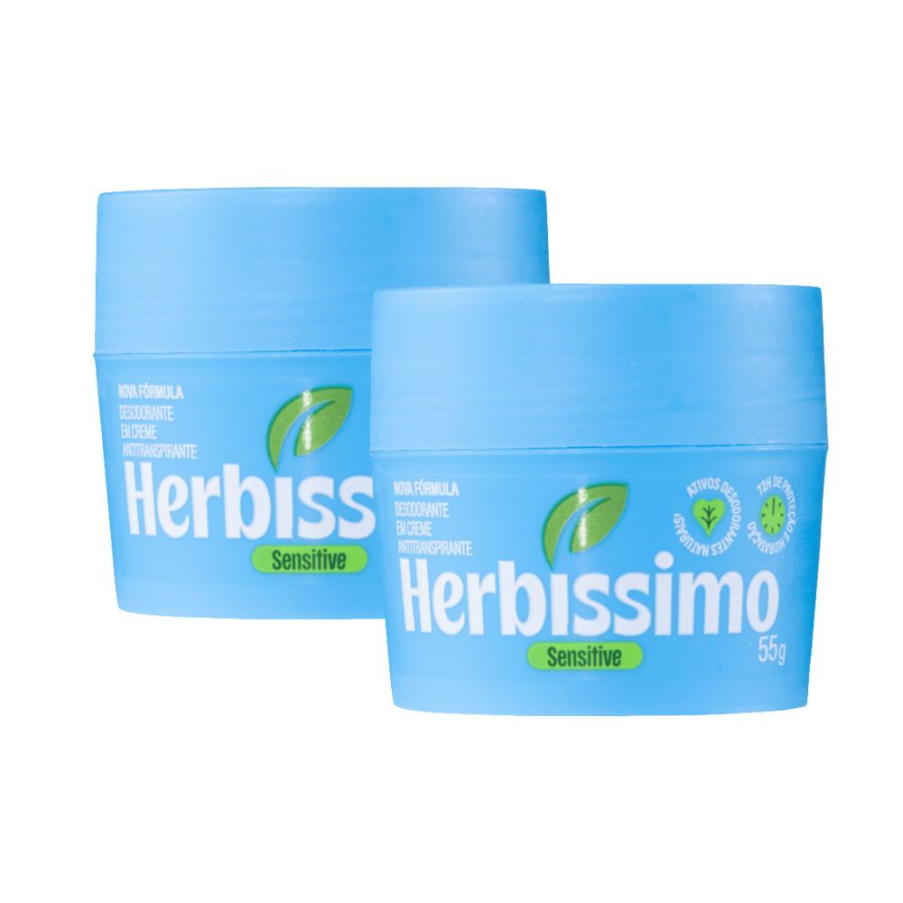Kit Desodorante Creme Antitranspirante Herbíssimo Sensitive 55G (2 unidades)
