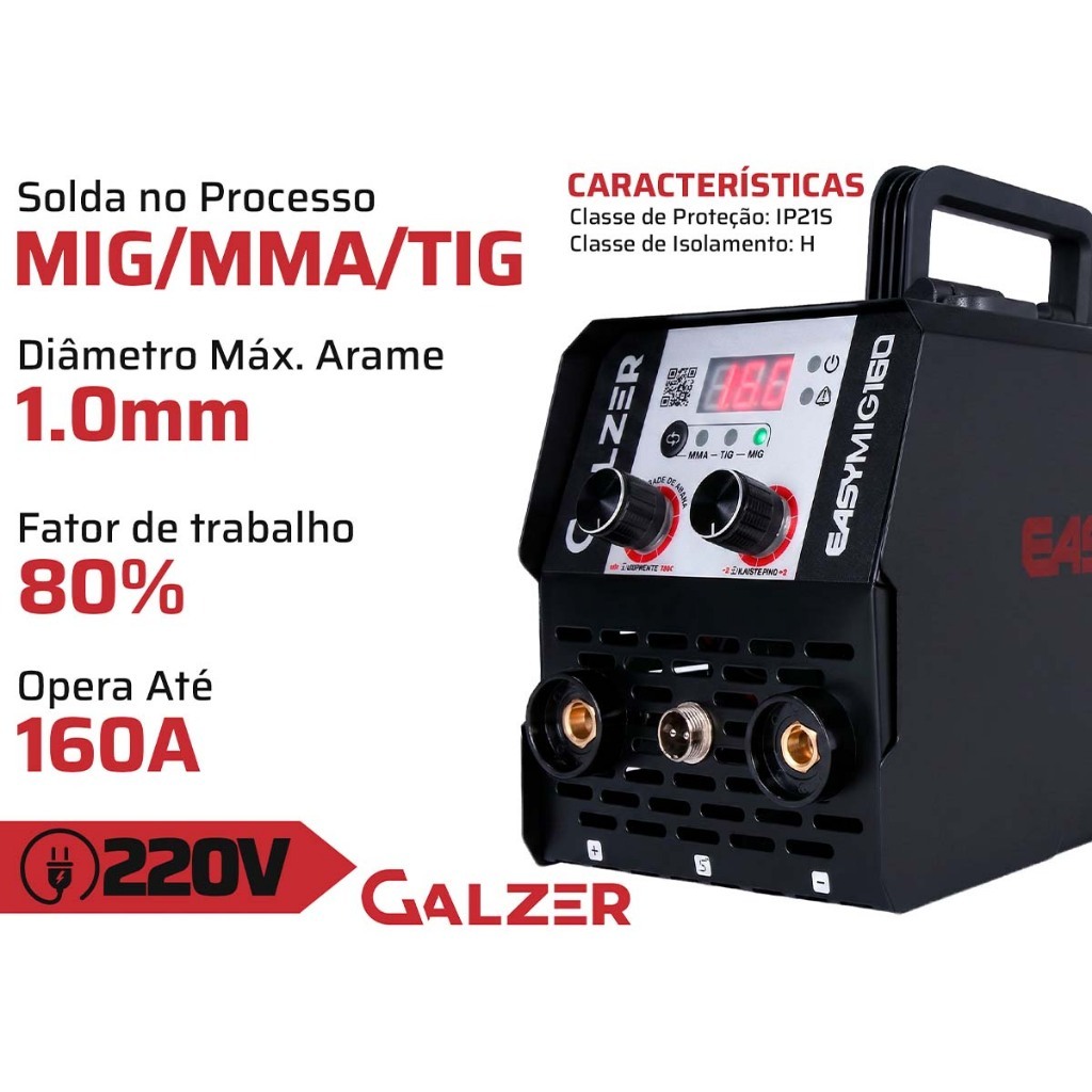 Máquina Solda Inversora 160a Mig Tig Com Esquadros · foto 2