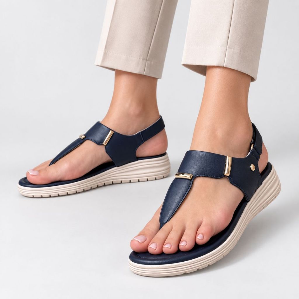 Sandália Feminina Velcro Marinho Comfortflex 2551304-1