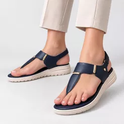Sandália Feminina Velcro Marinho Comfortflex 2551304-1