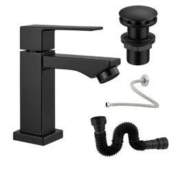 Torneira Para Banheiro Lavatório Bica Baixa Inox + Válvula Click 7/8 Universal + Engate e Sifão Luxo
