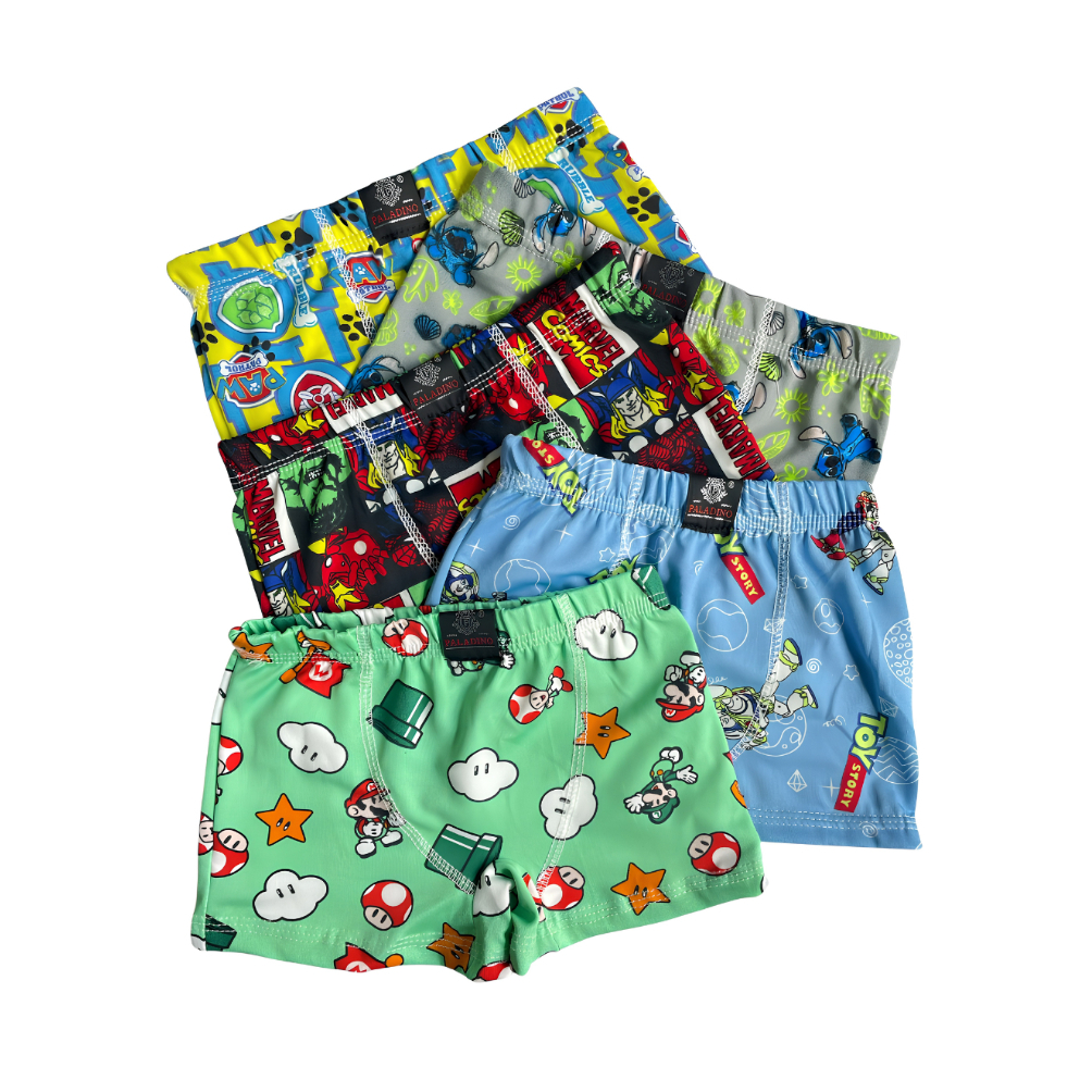 Kit 10 Cuecas Boxer Infantil De Criança Cuecas Infantil Menino | Estampas Sortidas
