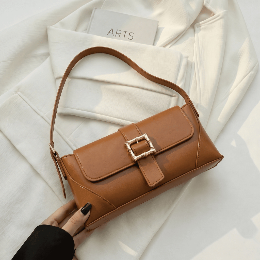 Bolsa Feminina Fashion Casual Alça De Ombro com Design Luxo e Dourado