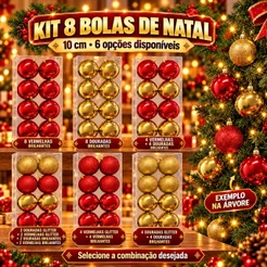 Kit 8 Bolas De Natal 10cm Grande Luxo Enfeite Decoração Árvore de Natal LuvinCo