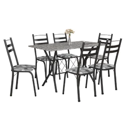 Conjunto De Mesa Itália New Com 6 Cadeiras 1,40m Artefamol Granito / Dark