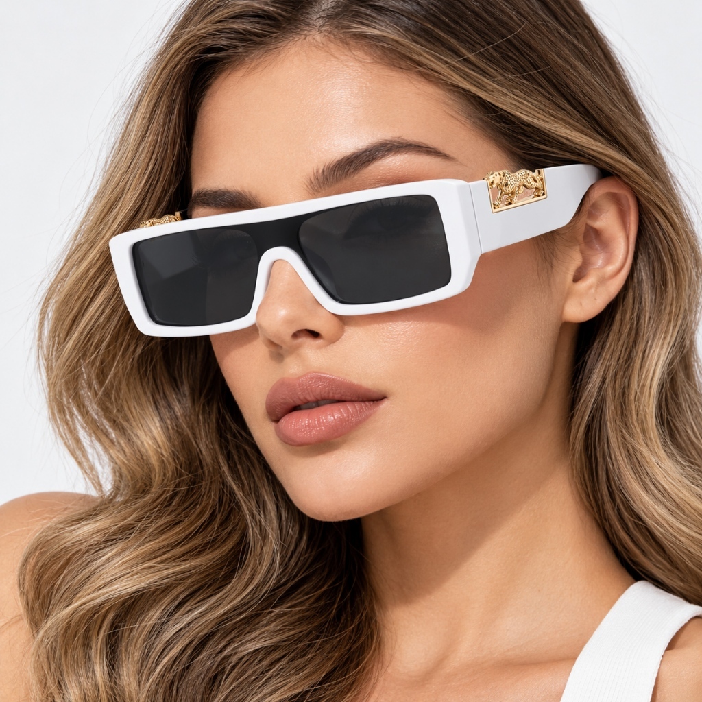 Óculos de Sol Feminino Shield Ilook Futurista Moderno Preto e Fumê com Proteção UV400 óculos Escuro Moda Feminina