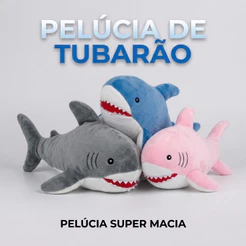 Tubarão De Pelúcia 28cm Extra Soft Antialérgico Infantil Enchimento Poliéster Azul, Cinza ou Rosa
