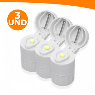 Kit 3 Und Porta Comprimido Com Cortador Multiuso Amassador Armazenamento Duplo Pratico e Util