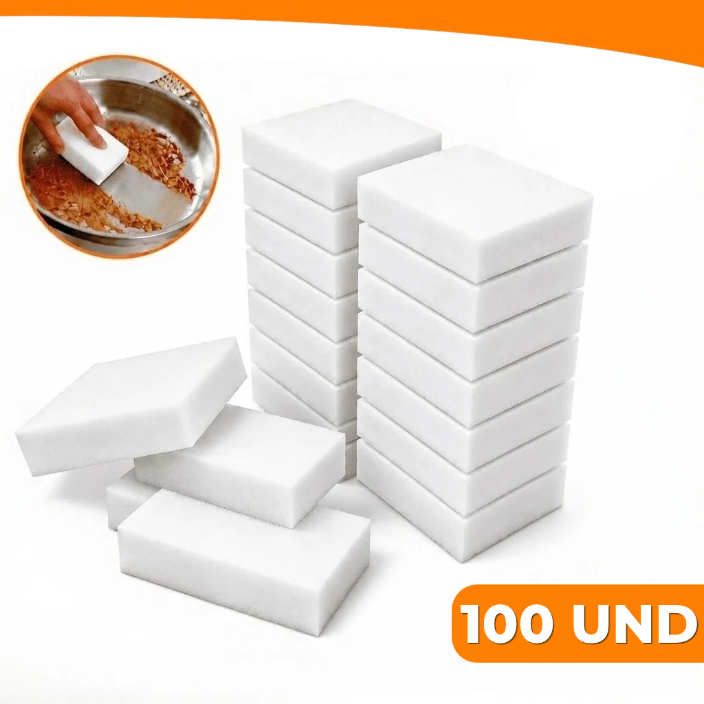 Kits até 100 Esponja Mágica de Melamina Tira Manchas Riscos Mágica Branca Multiuso
