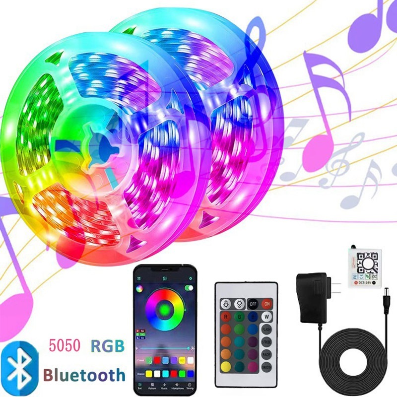 Fita De LED 5050 RGB 5M/10M/15M Com APP Controle &24 Key IR Controle Piscando Com A Música Decoração De Natal E Bivolt