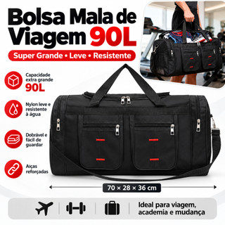 Bolsa Mala De Viagem Nylon Super Grande Large 90l - Genérica Adultos