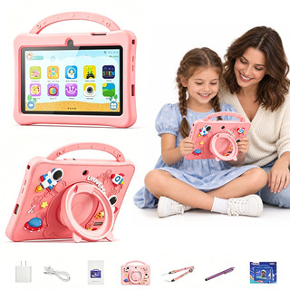 Tablet Infantil 7 Polegadas 128GB 4GB RAM Wi-Fi Bluetooth Android 13 com Capa de Silicone Antichoque