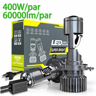 Par de Ultra Led Lampada Carro Led com Mini Projetor H4 H7 Canhão 400w 60000lm 6500K Branco Luz
