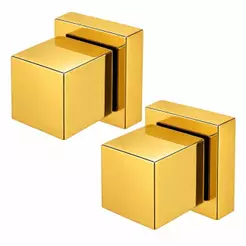 2 Acabamentos para Registro Quadrado Banheiro 1/2 ou 3/4 em Metal Dourado Resistente