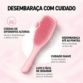 Escova De Cabelo-The Wet Detangler, Desembaraçadora Finalização Liso, Ondulado, Cacheado E Crespo