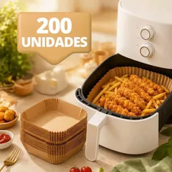 Formas Descartáveis 200 Unidades Para Air Fryer em Papel Forneavél Para Fornos e Microondas