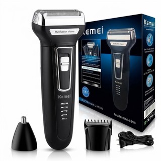 Máquina de Barbear Kemei 3 em 1 Aparador de Pelos Barbeador Elétrico Cortar Cabelo Nariz Recarregável Bivolt