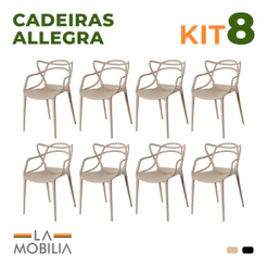 Kit 8 Cadeiras Allegra Polipropileno Sala de Jantar e Cozinha Empilhável