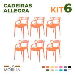 Kit 6 Cadeiras Allegra Polipropileno Empilhável Piscina Eventos Cozinha Festas Jardim Área Externa Sala
