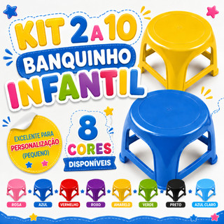 Banquinho Infantil Plástico Reforçado Empilhável 40kg Antiderrapante Azul Rosa Casa Creche Escola Kids