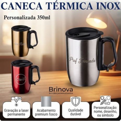 Caneca Térmica Personalizada 350ml com tampa e alça