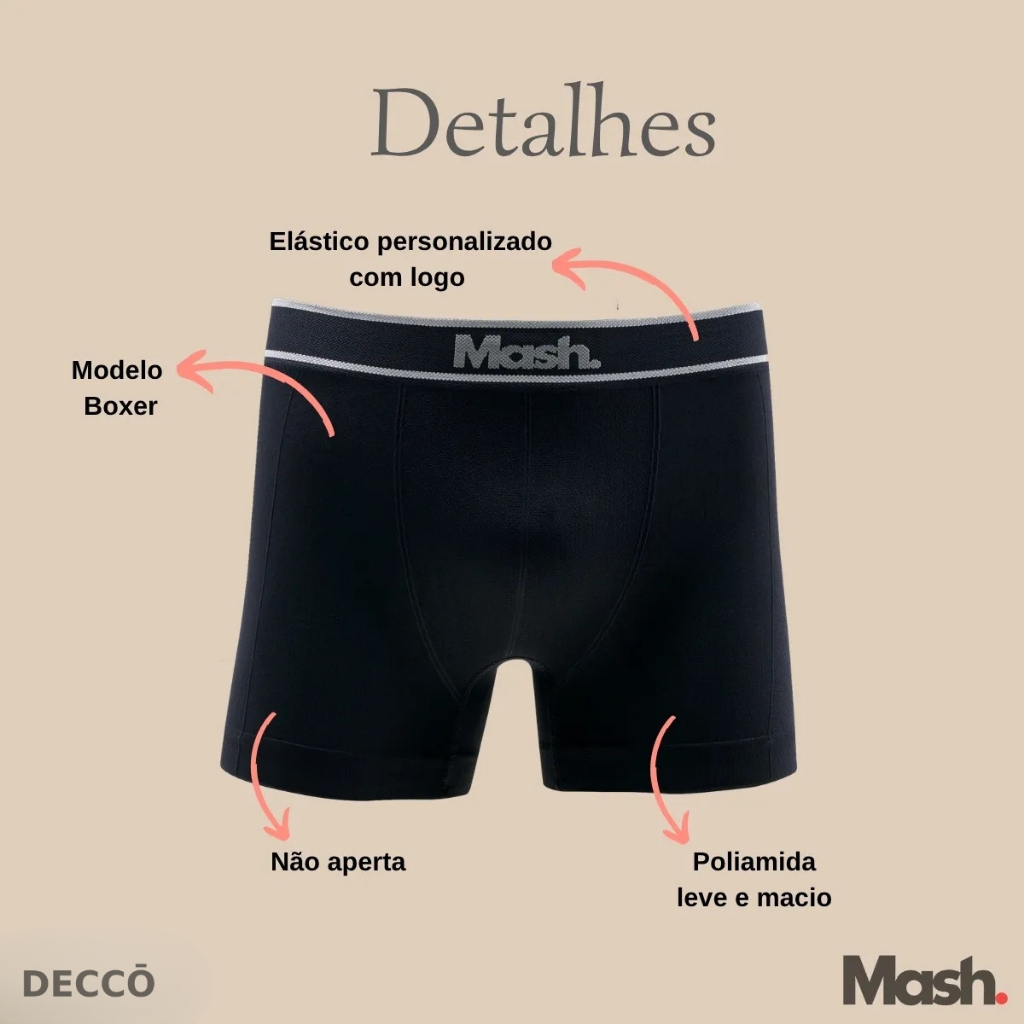 Kit 4 Cuecas Boxer Mash Sem Costura Microfibra Toque Suave Conforto · foto 2