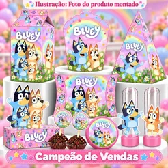 Kit Festa 180/90 Itens Personalizados Lembrancinhas Bluey Rosa Menina