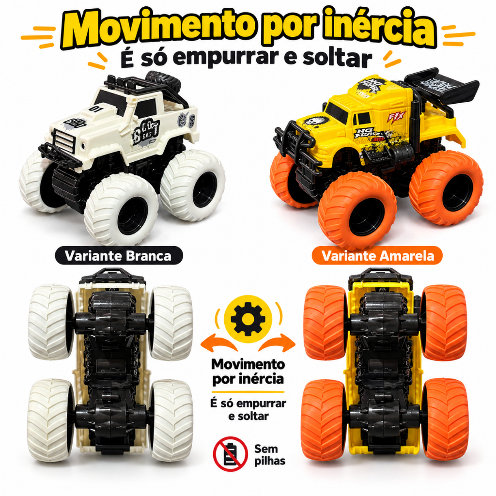 Carrinho Monster Truck Infantil de Fricção Off Road Rodas Grandes 4x4 — imagem 2 de 2