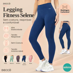 Calça Legging Areada Fitness Selene Sem Costura Feminina Esportiva Academia