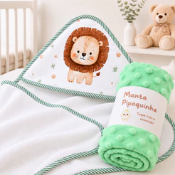 Kit Bebê 2 Peças Manta e Toalha de Banho com Capuz Enxoval Maternidade Menino Menina