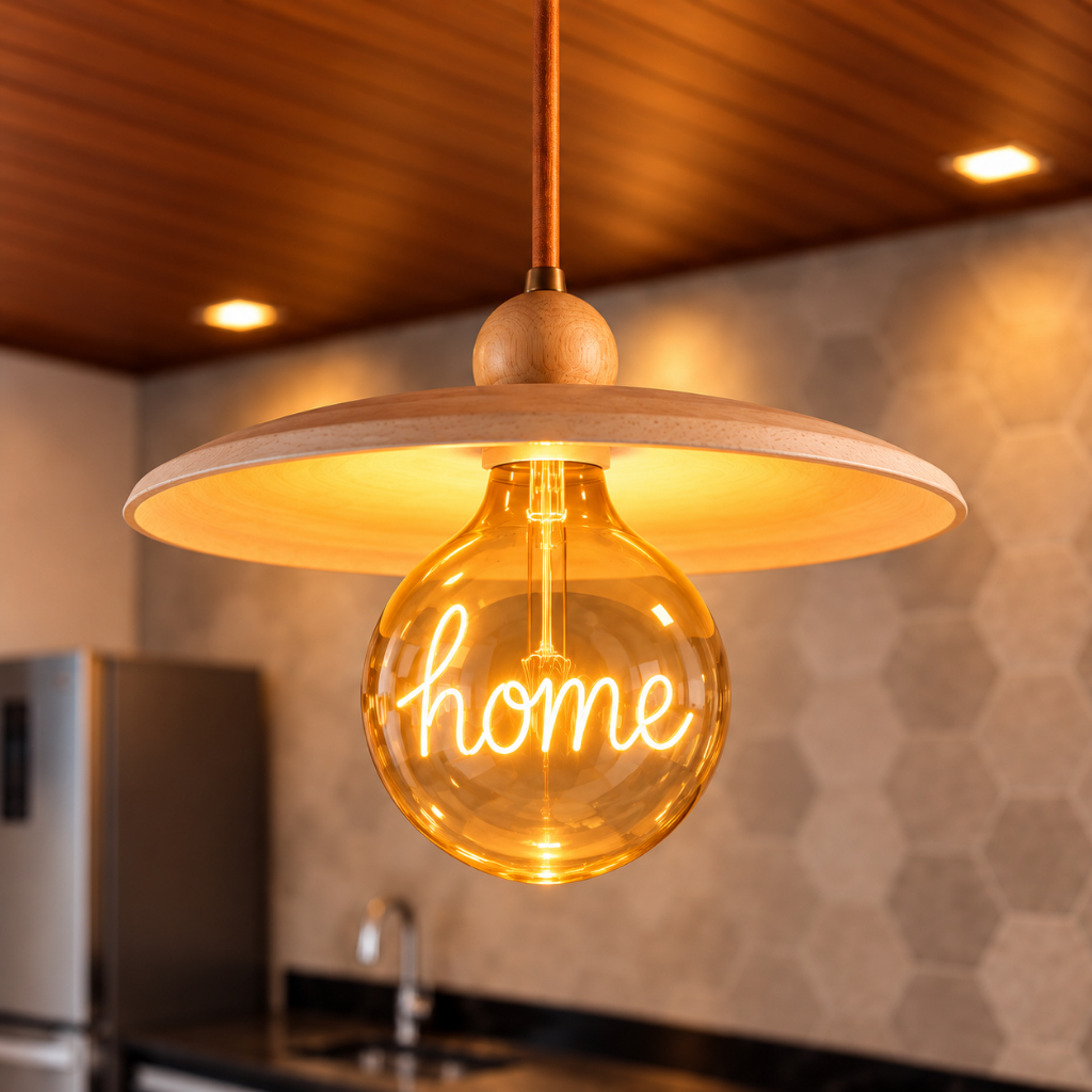 Lâmpada LED Filamento Letra HOME 4W 2200K E27 Decorativa Ambiente Aconchegante Luz Quente