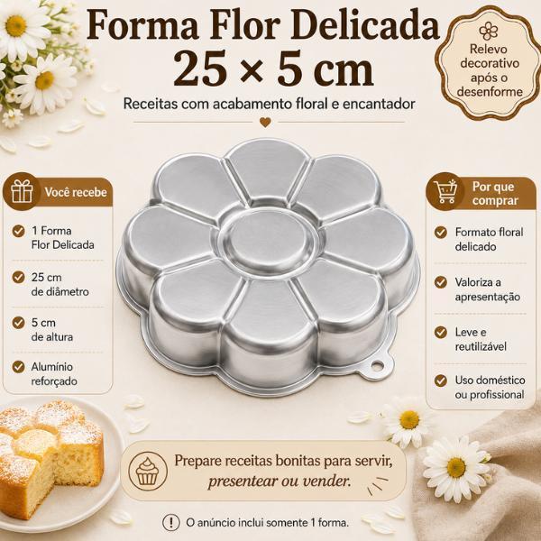 Forma Flor Delicada Bolo Brownie 25x5cm Caparroz