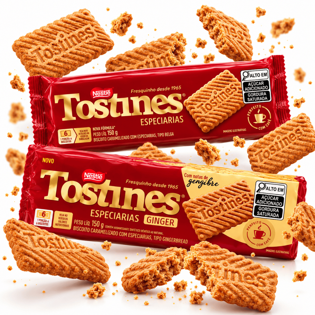 Biscoito Tostines Belga - 01 Especiarias + 01 Ginger Nestlé 150g Cada | Kit 2 Sabores