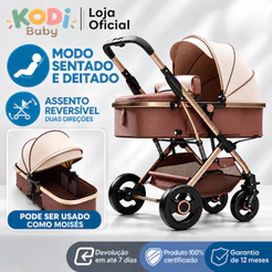 Carrinho de Bebê 3 em 1 Multifuncional Dobrável Reversível Confortável para Passeio KODI