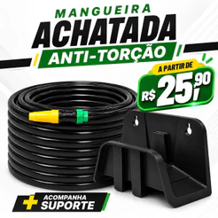 Mangueira de Jardim AcquaSlim Dupla Camada Preta C/ Suporte Fixação Parede - 05 a 40 Metros