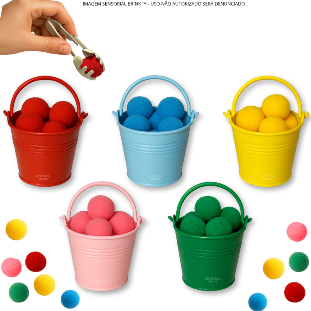 Brinquedo Pega Pompom com Pinça Infantil - Pareamento de cores - Jogo Educativo - Montessori - Pompom Sensorial