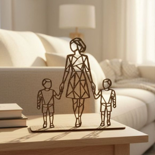 Mãe com 2 Filhos na Base Mdf Decoração Elegante para Sala em Oferta na Shopee