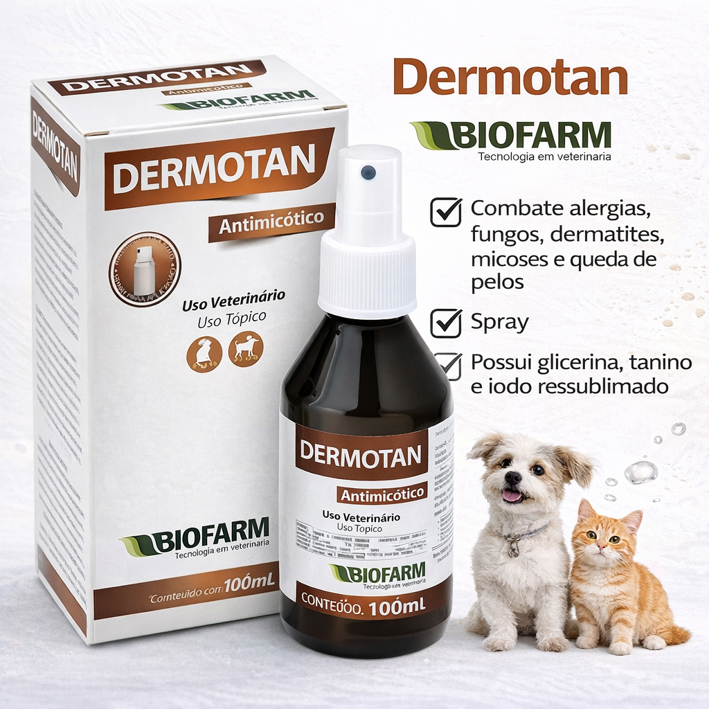 Remedio Antimicótico P/ Cachorro E Gato Dermotan 100ml em Oferta na Shopee