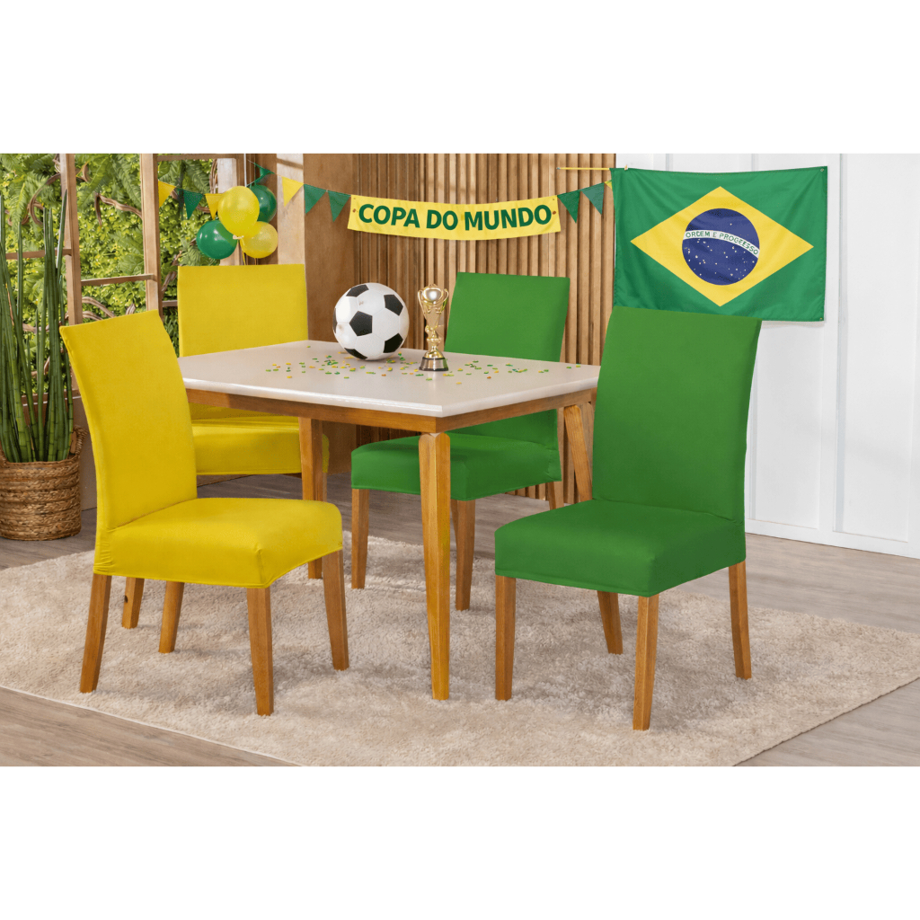 4 Capas de Cadeira Mista Copa do Mundo Brasil